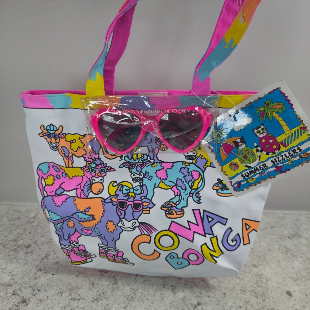 Bagland Kids Summer Sizzlers Cowa-Bonga Tote Bag with Heart Sunglasses NWT